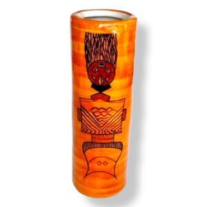 Aarong Bangladesh Tall Ceramic Flower Vase Folk Art Decoration Bohemian